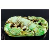 Chinese Green Jadeite Carved Bamboo Toggle