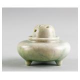 Chinese Carved Celadon Jadeite Tripod Censer