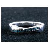 Rhodium Plated Blue Diamond Ring RV $500