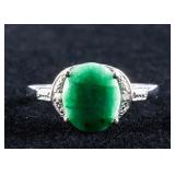 Sterling Silver Emerald Ring RV $350