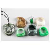7 Assorted Chinese Hardstone Jade and Fossil Items