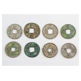 Eight Chinese and Vietnamese Bronze Tongbao Coins