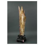 Chinese Wooden Fossil Scholars Stone w/ Stand