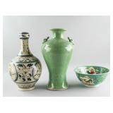 Three Chinese Porcelains Items Kangxi Mark