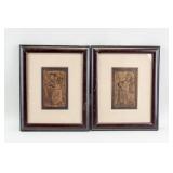 Framed Pair of Chinese Camphor Wood Carved Panels