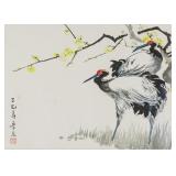LU JIN Chinese Watercolor Cranes on Paper Roll