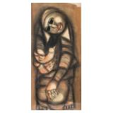 Artist Signed Canadian Charcoal on Paper Figure