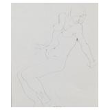 PAGES French Ink on Paper Figure Study Dated 1971