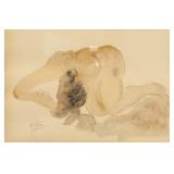 AUGUSTE RODIN French 1840-1917 WC on Paper Nude