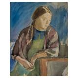 MEIER AKSELROD Russian 1902-1970 Watercolor Woman