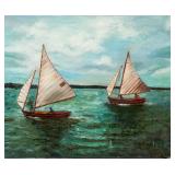 Canadian Oil on Canvas Ships Artist Signed