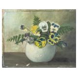 European Oil on Panel Flower Still Life