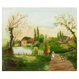 J. CONARD OOC Pastoral Landscape Scene 1898