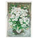 TOMARA  Artist Signed Oil on Board Flower Theme