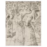 PAUL DELVAUX Belgian 1897-1994 Etching (Linocut?