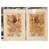 Chinese Print of God of Door on Paper Framed Pair