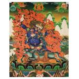 Print Thangka on Canvas Black Mahakala