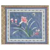 Asian Embroidery Panel of Flowers and Butterfly