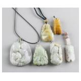 6 Assorted Chinese Stone Carved Pendants