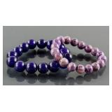 2 Assorted Chinese Lapis and Agate Bracelets