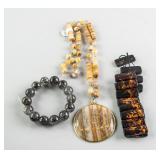 3 Assorted Chinese Stone Bracelets and Pendants