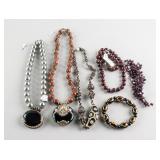 6 Assorted Chinese Stone Necklaces and Bracelet
