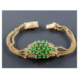 Jade & White Stone Gold Colored Bracelet