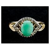 Silver Genuine Emerald Ring RV $400