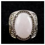 White Jade Silver Ring