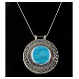 Large Round Silver Turquoise Necklace