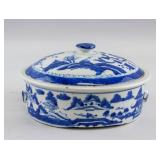 Chinese Blue and White Porcelain Basin with Lid