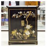 Chinese Black Lacquer Wood Floral Cabinet Table