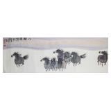 ZHANG SHIFENG Chinese Modern Watercolor 8 Horses