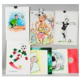 Lot of 10 Original Italia 1990 World Cup Drawings