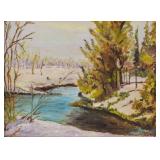 Canadian Landscape Gouache Framed Signed by Artist