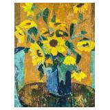 Artist Signed Canadian Oil on Board Sunflower