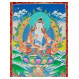 Print of White Tara Scroll with Dust Cover