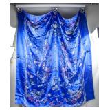 Chinese Blue Silk and Embroidery Bed Sheet