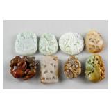 8 Assorted Chinese Hardstone and Nephrite Pendants