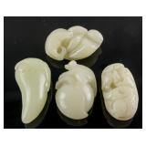 4 Assorted Chinese White Hardstone Carved Toggles