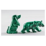 Chinese Malachite Carved Dog and Bear Statue