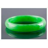 Burmese Imperial Green Jadeite Carved Bangle