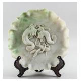 Burma Green Jadeite Carved Fish Plate
