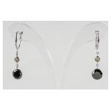 2.04ct Black & White Diamond Hoop Earrings CRV $23