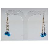 13.0ct Blue Topaz Drop Earrings CRV $1200