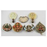 7 Assorted Asian Hardstone and Bronze Pendants