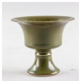 Chinese Tea Dust Glazed Porcelain Stem Cup Jiajing