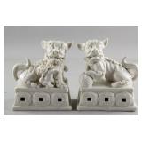 Pair Chinese Dehua White Porcelain Lion Statue