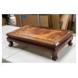 20th C. Chinese Rosewood Table w/ Burl Wood Top