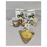 Painted cultivator shovel and mugs